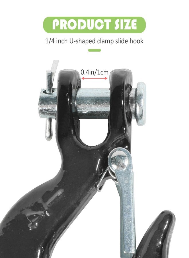 RACOONA Winch Hook,Chain Hook,1/4 inch Clevis Slip Hook with Safety Latch,Car Accessories Heavy Duty Safety Chain Hook,Forged Steel Towing Winch Hook for ATV UTV,Fit 3/16” 1/4” Synthetic Winch Rope - Image 2